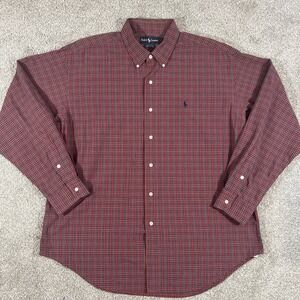 Polo Ralph Lauren Men's XL‎ Cotton Shirt Blue/Red Plaid Marlowe Long Sleeve